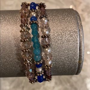 Brand New Memory Wire Gemstone Bracelet